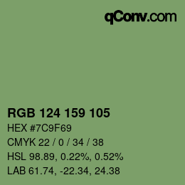 カラーコード: RGB 124 159 105 | qconv.com