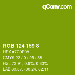 Color code: RGB 124 159 8 | qconv.com