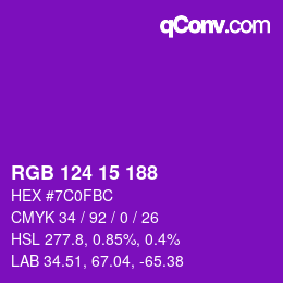 Color code: RGB 124 15 188 | qconv.com