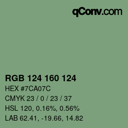 Color code: RGB 124 160 124 | qconv.com