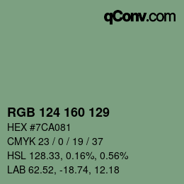 Color code: RGB 124 160 129 | qconv.com