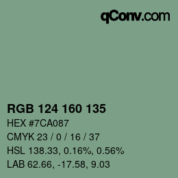 Color code: RGB 124 160 135 | qconv.com