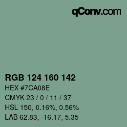 Color code: RGB 124 160 142 | qconv.com