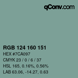 Color code: RGB 124 160 151 | qconv.com