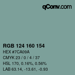 Color code: RGB 124 160 154 | qconv.com