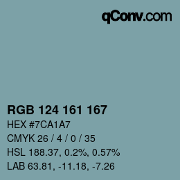 Farbcode: RGB 124 161 167 | qconv.com