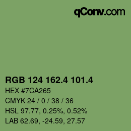 カラーコード: RGB 124 162.4 101.4 | qconv.com