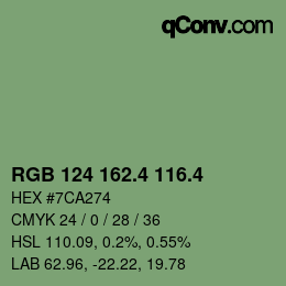 カラーコード: RGB 124 162.4 116.4 | qconv.com