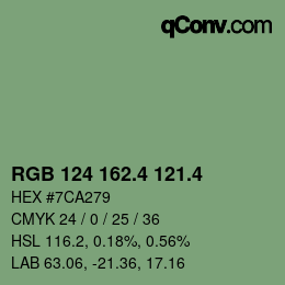 カラーコード: RGB 124 162.4 121.4 | qconv.com