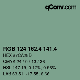 カラーコード: RGB 124 162.4 141.4 | qconv.com