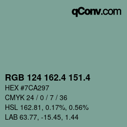 カラーコード: RGB 124 162.4 151.4 | qconv.com