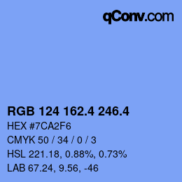 カラーコード: RGB 124 162.4 246.4 | qconv.com