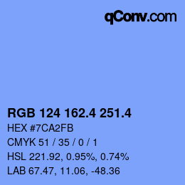 カラーコード: RGB 124 162.4 251.4 | qconv.com
