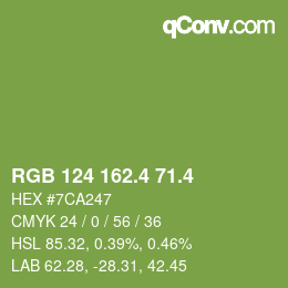 カラーコード: RGB 124 162.4 71.4 | qconv.com