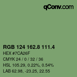 カラーコード: RGB 124 162.8 111.4 | qconv.com