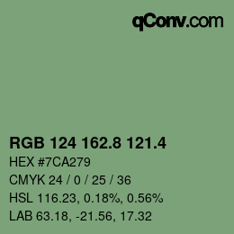 カラーコード: RGB 124 162.8 121.4 | qconv.com