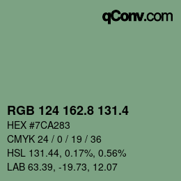 カラーコード: RGB 124 162.8 131.4 | qconv.com