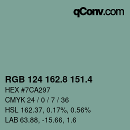 カラーコード: RGB 124 162.8 151.4 | qconv.com