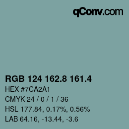 カラーコード: RGB 124 162.8 161.4 | qconv.com