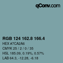 カラーコード: RGB 124 162.8 166.4 | qconv.com