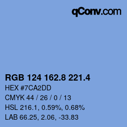 カラーコード: RGB 124 162.8 221.4 | qconv.com