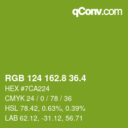 カラーコード: RGB 124 162.8 36.4 | qconv.com