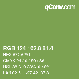 カラーコード: RGB 124 162.8 81.4 | qconv.com