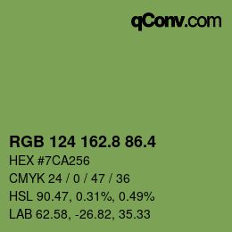 カラーコード: RGB 124 162.8 86.4 | qconv.com