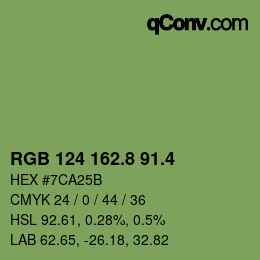 カラーコード: RGB 124 162.8 91.4 | qconv.com