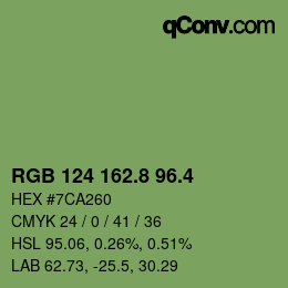 カラーコード: RGB 124 162.8 96.4 | qconv.com