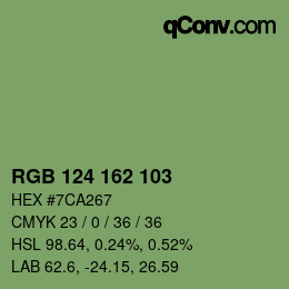 Color code: RGB 124 162 103 | qconv.com