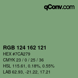 Color code: RGB 124 162 121 | qconv.com