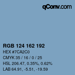 Color code: RGB 124 162 192 | qconv.com