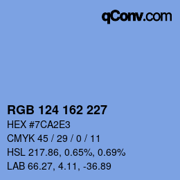 Color code: RGB 124 162 227 | qconv.com