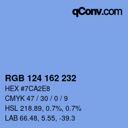 Color code: RGB 124 162 232 | qconv.com