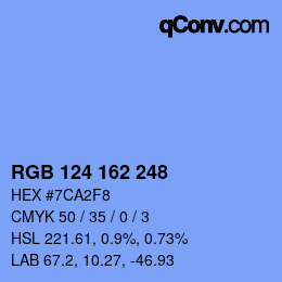 Color code: RGB 124 162 248 | qconv.com