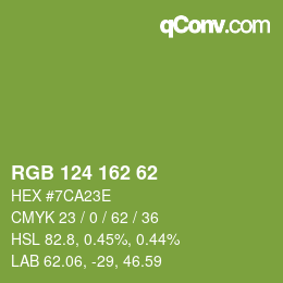 カラーコード: RGB 124 162 62 | qconv.com