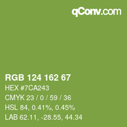 Color code: RGB 124 162 67 | qconv.com