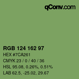 Color code: RGB 124 162 97 | qconv.com