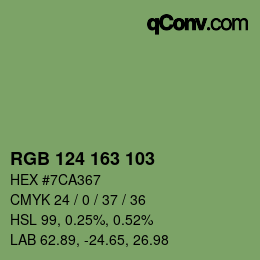 Color code: RGB 124 163 103 | qconv.com