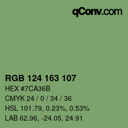 Código de color: RGB 124 163 107 | qconv.com
