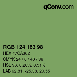 Farbcode: RGB 124 163 98 | qconv.com