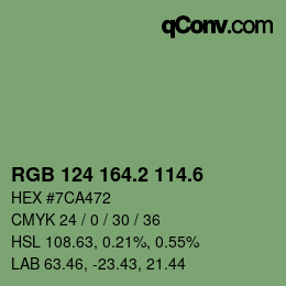 カラーコード: RGB 124 164.2 114.6 | qconv.com