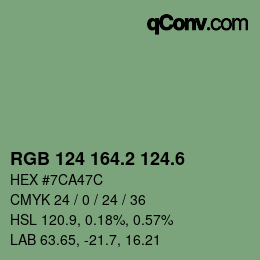 カラーコード: RGB 124 164.2 124.6 | qconv.com