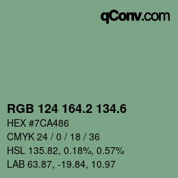 カラーコード: RGB 124 164.2 134.6 | qconv.com