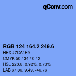カラーコード: RGB 124 164.2 249.6 | qconv.com