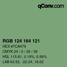 Farbcode: RGB 124 164 121 | qconv.com