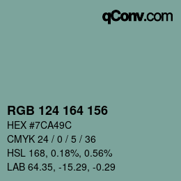 Color code: RGB 124 164 156 | qconv.com