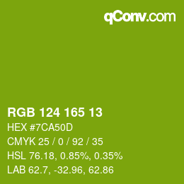カラーコード: RGB 124 165 13 | qconv.com