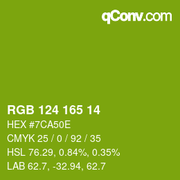 Color code: RGB 124 165 14 | qconv.com